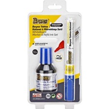 Brons Beyaz Tahta Kalemi Yedek Uç Mürekkep Seti Mavi BR-9551