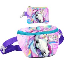 Coral High Kız Çocuk Unicorn Desenli Bel Çantası ve Bozuk Para Cüzdanı Set