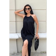 Tiril Jarse Kumaş Zincir Detaylı Elbise - Siyah