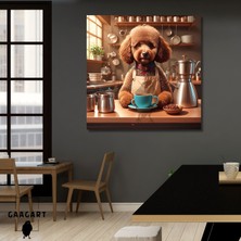 Kare Kanvas Kahve Köşesi Cafe Tablosu Barista Kahverengi Poodle