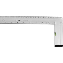 Badem10 Alüminyum L Gönye Su Terazili Cetvel Kaynak Kaynakçı Marangoz Gönyesi 250 mm