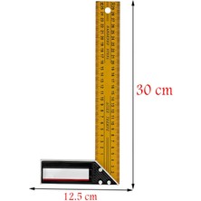 Badem10 Alüminyum L Gönye Sarı Gönye Cetvel Kaynak Kaynakçı Marangoz Gönyesi 300 mm