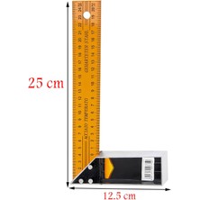 Badem10 Alüminyum L Gönye Sarı Gönye Cetvel Kaynak Kaynakçı Marangoz Gönyesi 250 mm