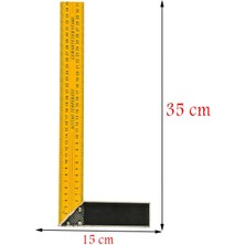 Badem10 Alüminyum L Gönye Sarı Gönye Cetvel Kaynak Kaynakçı Marangoz Gönyesi 350 mm