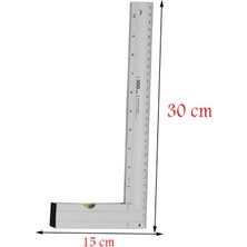 Badem10 Alüminyum L Gönye Su Terazili Cetvel Kaynak Kaynakçı Marangoz Gönyesi 300 mm