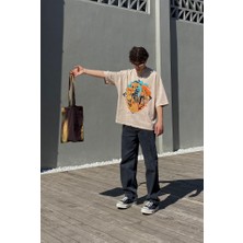 NewLaker Oversize Graphic Baskılı Sand Yıkamalı T-Shirt