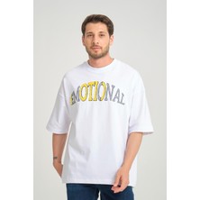 R-5786 Emotıonal Nakışlı Oversize Süprem Tişört