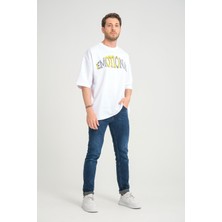 R-5786 Emotıonal Nakışlı Oversize Süprem Tişört