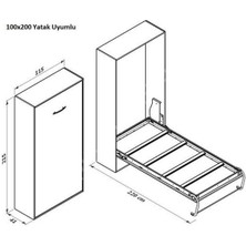 Dizaynaks Katlanır Duvar Yatak Mekanizması 100X200 Dikey Açılır Mekanizma Takım