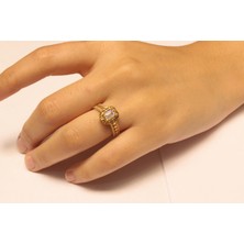 Güler Kuyumculuk 14 Ayar Altın Baget Tek Taş Yüzük