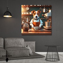 Gaagart Kare Kanvas Kahve Köşesi Cafe Tablosu Barista  Jack Russell
