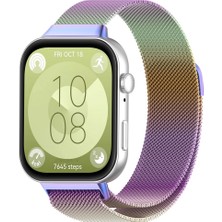 Sneezy Huawei Watch Fit 3 Uyumlu Paslanmaz Hasır Örgü Metal Milano Kordon Strap