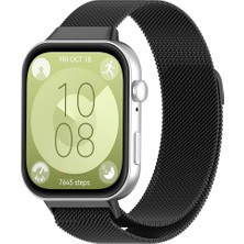 Sneezy Huawei Watch Fit 3 Uyumlu Paslanmaz Hasır Örgü Metal Milano Kordon Strap