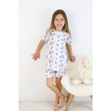 Harika Kids Kız Çocuk Pamuklu Penye Kumaş Baskılı Şortlu Pijama Takımı