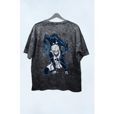 Unisex Sırt Baskılı Seishiro Nagi Vintage Tişört, Oversize Anime Baskılı Yıkamalı T-Shirt