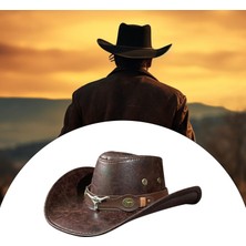 Divine Batı Kovboy Şapkası Kadın Trendy Cowgirl Şapka Seyahat Yürüyüş Temalı Parti Boğa Kafası Kahve Için (Yurt Dışından)