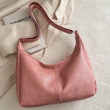 Soou Kadın Tote Çanta Bayan Deri Omuz Çantası Saf Renk Crossbody Çanta (Yurt Dışından)