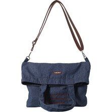 Qingyuan Department Store Retro Edebi Işlemeli Denim Çanta Ins Tarzı Moda Kampüs Çok Yönlü Omuz Çantası Japon Rahat Crossbody Kova Çantası (Yurt Dışından)