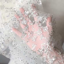Simli Store Tek Renkli Sequins Platin(Gelinlik Için Hayal Tül 004)
