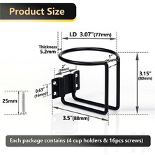 Fiona 4 Adet Tekne Bardak Tutucu, Paslanmaz Çelik Evrensel Içecek Tutucular, Siyah Halka Bardak Tutucular, Tekne Kamyon Rv Için (Yurt Dışından)