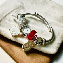 Parlanda Accessories Pandora Çelik Bileklik Hello Kity Charmlı