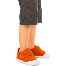 Kiko Kids Rosie Turuncu Cırtlı Erkek Bebek Ayakkabı Düz Taban Tekstil Malzeme ile Rahat Kullanım