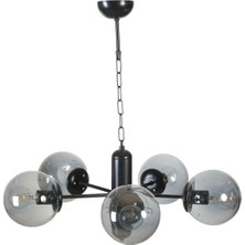 Lumexx Bankok 5 Li Siyah Füme Camlı Avize