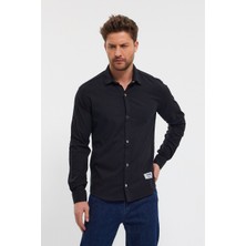 Deepsea Slim Fit Likralı Uzun Kollu Çıt Çıtlı Gömlek 2403013