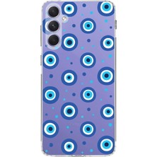 Printify Samsung Galaxy A54 ile Uyumlu 1mm Slim Fit Nazar Boncuğu 1 Baskılı Şeffaf Silikon Kılıf