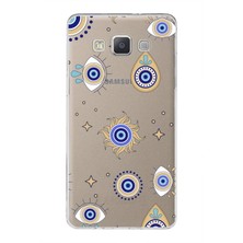 Printify Samsung Galaxy A5 2015 ile Uyumlu 1mm Slim Fit Nazar Boncuğu 5 Baskılı Şeffaf Silikon Kılıf