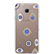 Printify Samsung Galaxy J4 Core ile Uyumlu 1mm Slim Fit Nazar Boncuğu 5 Baskılı Şeffaf Silikon Kılıf