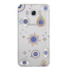 Printify Samsung Galaxy J7 2016 ile Uyumlu 1mm Slim Fit Nazar Boncuğu 5 Baskılı Şeffaf Silikon Kılıf