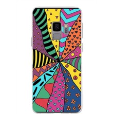 Printify Samsung Galaxy S9 ile Uyumlu 1mm Slim Fit Retro Colors 4 Baskılı Şeffaf Silikon Kılıf