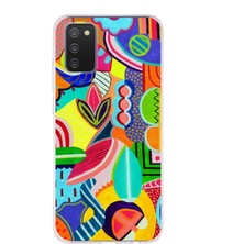 Printify Samsung Galaxy A02S ile Uyumlu 1mm Slim Fit Retro Colors 6 Baskılı Şeffaf Silikon Kılıf