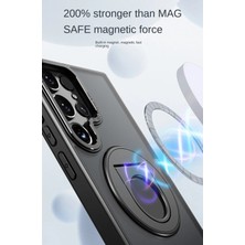 CoverZone Samsung Galaxy S24 ile Uyumlu Kılıf 360° Dönen Magstand Kılıf Yüzüklü Parmak Geçmeli Stand Olabilen 2mm Çıkıntı Kamera Koruma Magsafe ile Uyumlu Matte Ring Kapak Purple