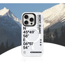 Benks iPhone 15 Pro Uyumlu Kılıf Magsafe Şarj Özellikli Koordinat Yazı Desenli Benks Summit Serisi Beyaz