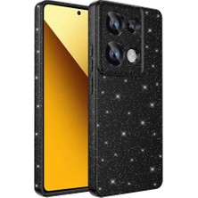 Bilişim Aksesuar Xiaomi Redmi Note 13 Pro 4g Uyumlu Sah Kılıf Kamera Korumalı Simli Lüks Koton Kapak-Siyah