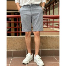 İnpool Erkek Bel Bağcıklı Keten Görünümlü Regular Fit Old Money Culture Şort 167-1