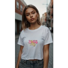 Baskiup Kadıncropbaskılıt-Shirt Kadıntişört