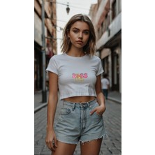 Baskiup Kadıncropbaskılıt-Shirt Kadıntişört