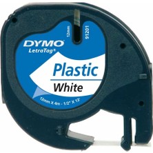 Dymo S0721660 Beyaz Letratag Plastik Şerit (12MM x 4mt)