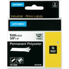 Dymo Rhinopro 18508 Şeffaf/siyah Sabit Polyester Şerit 9 mm x 5,5 mt