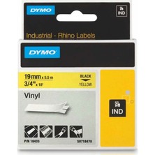 Dymo Rhinopro 18433 Sarı/siyah Renkli Vinil Şerit 19 mm x 5,5 mt