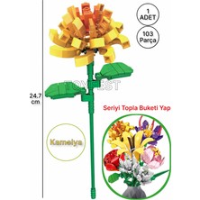 Toyfest Çiçek Buketleri LEGO Yapı Oyuncağı - Sarı Çiçek Kamelya Çiçeği - ( 1 Adet Çiçek ) -103 Parça