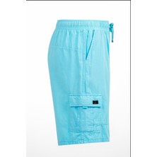 Miami Beach Mint Kargo Cepli Beli Lastikli Unisex Keten Şort  %100 Pamuk