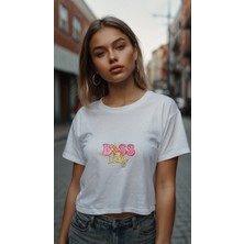 Kadıncropbaskılıt-Shirt Kadıntişört