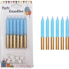 Kidspartim Mavi Gold Ince Mum 8 cm 6 Lı