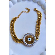 Nisan Kids Nazar Boncuklu Taşlı Kalın Zincirli Bileklik