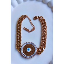 Nisan Kids Nazar Boncuklu Taşlı Kalın Zincirli Bileklik