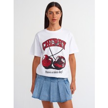 Dilvin 31065 Baksı Detaylı T-Shirt-Beyaz